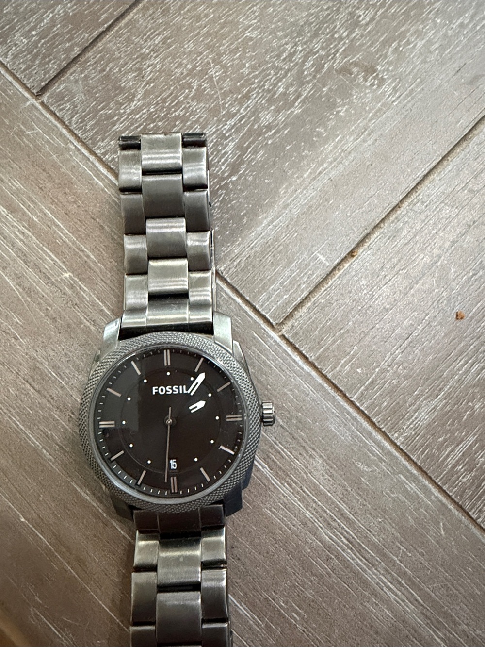 Fossil Gray Stainless Steel Watch with Black Dial men’s